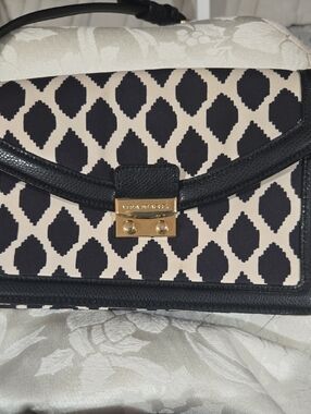 Vera Bradley Black & Cream Geometric Crossbody Bag with Gold Hardware